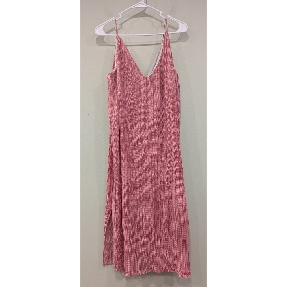 C/Meo Collective V-neck Red White Midi Dress Size Small